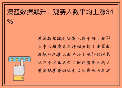 澳篮数据飙升！观赛人数平均上涨34%